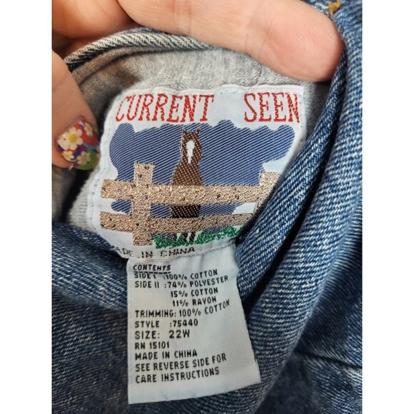 Reversible Vintage 80s/90s Denim / Gray Jean Jacket Coat Women's 22W Heavy - Picture 4 of 10